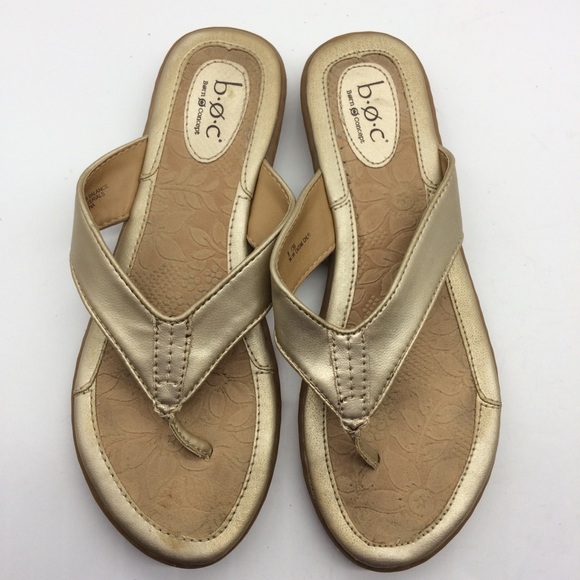 Born Shoes Boc By Born Zita Flip Flop Gold Metallic Thong Sandals